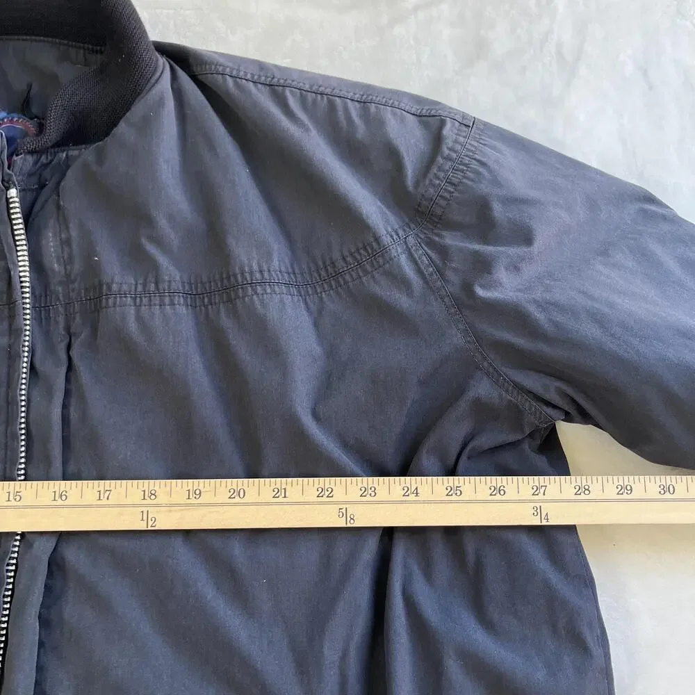 Vintage English Squire Jacket Mens XLT Blue Nylon Bomber Quilted Paisley Lined